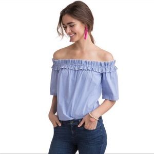 Vineyard Vines off the shoulder stripe top blue/white (Target limited edition)XS